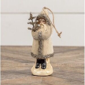 Ragon House 5.75" Oatmeal Velvet Belsnickle Santa Christmas Ornament Ivory NEW